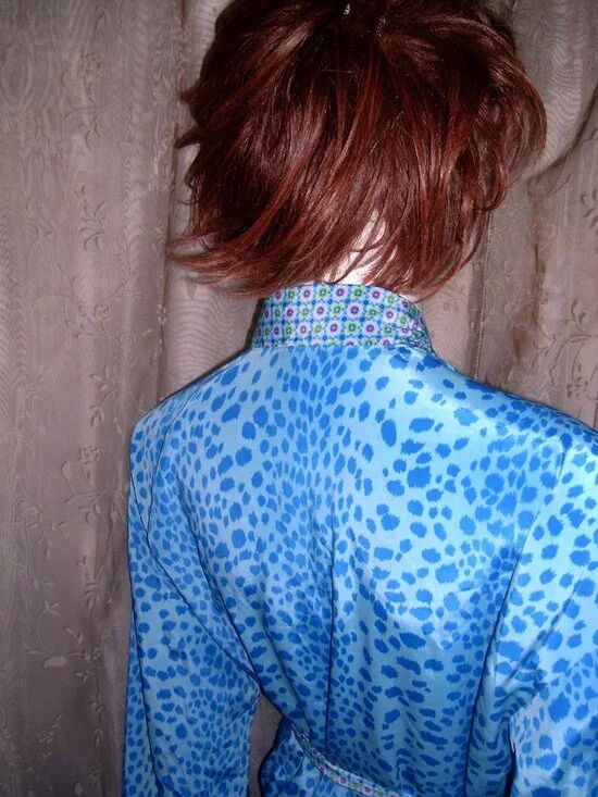 Vintage Reversible Blue Belted Robe M - Picture 7 of 17